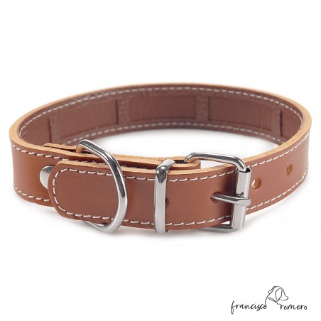 Collar Piel Funda Antiparasitaria Hebilla Rulo Caramelo 2