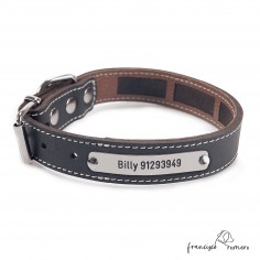 Collar Piel Funda Antiparasitaria Hebilla Rulo Personalizado Marrón 3