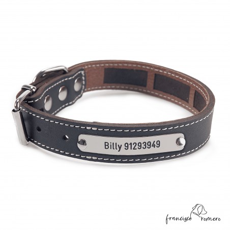 Collar Piel Funda Antiparasitaria Hebilla Rulo Personalizado Marrón 3