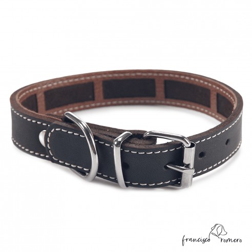 Collar Piel Funda Antiparasitaria Hebilla Rulo Personalizado Marrón 4