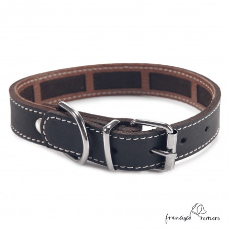 Collar Piel Funda Antiparasitaria Hebilla Rulo Personalizado Marrón 4