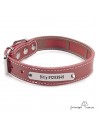 Collar Piel Funda Antiparasitaria Hebilla Rulo Personalizado Burdeos 3