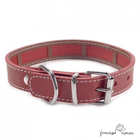 Collar Piel Funda Antiparasitaria Hebilla Rulo Personalizado Burdeos 4