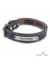 Collar Piel Funda Antiparasitaria Hebilla Rulo Personalizado Negro 3