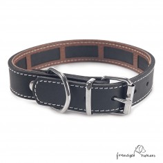 Collar Piel Funda Antiparasitaria Hebilla Rulo Personalizado Negro 3 2