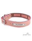 Collar Piel Funda Antiparasitaria Hebilla Rulo Personalizado Rosa Palo 3