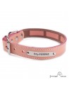 Collar Piel Funda Antiparasitaria Hebilla Rulo Personalizado Rosa Palo 3