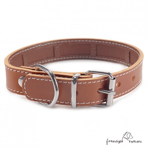 Collar Piel Funda Antiparasitaria Hebilla Rulo Personalizado Caramelo 4