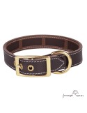 Collar Piel Funda Antiparasitaria Hebilla Latón Marrón para perro