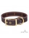 Collar Piel Funda Antiparasitaria Hebilla Latón Marrón para perro