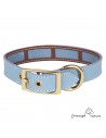 Collar Piel Funda Antiparasitaria Hebilla Latón Celeste para perro