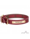 Collar Piel Funda Antiparasitaria Latón Personalizado Burdeos perros