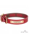 Collar Piel Funda Antiparasitaria Latón Personalizado Rojo perros