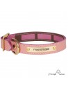 Collar Piel Funda Antiparasitaria Latón Personalizado Rosa perros