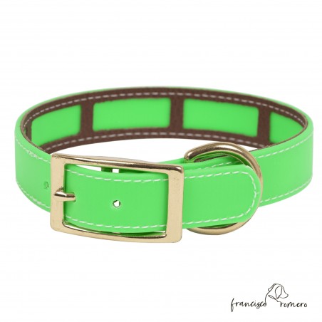 Collar Biothane Funda Antiparasitaria Hebilla Latón Verde para perros