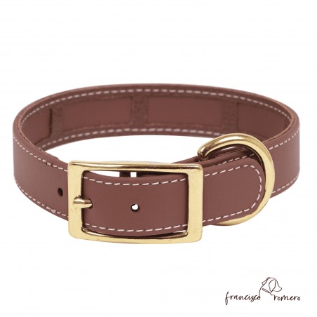 Collar Biothane Funda Antiparasitaria Hebilla Latón Marrón para perros