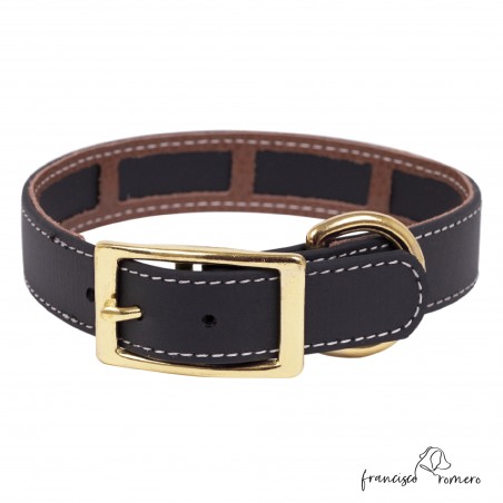 Collar Biothane Funda Antiparasitaria Hebilla Latón Negro para perros