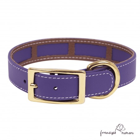 Collar Biothane Beta Funda Antiparasitaria Latón Violeta Personalizado