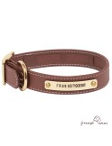 Collar Biothane Funda Antiparasitaria Latón Personalizado Marrón perro