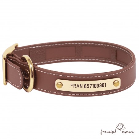 Collar Biothane Beta Funda Antiparasitaria Latón Marrón Personalizado