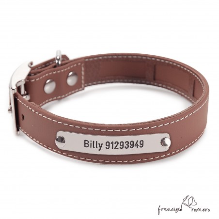 Collar Biothane Beta Funda Antiparasitaria Níquel Marrón Personalizado