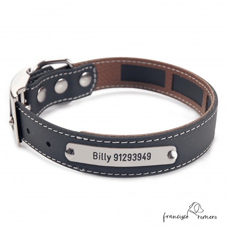 Collar Biothane Beta Funda Antiparasitaria Níquel Negro Personalizado