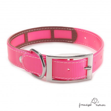 Collar Biothane Gold Funda Antiparasitaria Rosa para perro