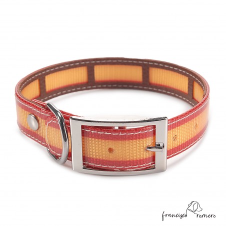 Collar Biothane Gold Funda Antiparasitaria Bandera España para perro