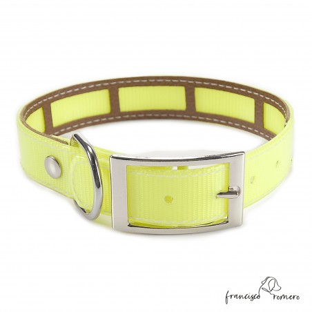 Collar Biothane Gold Funda Antiparasitaria Amarillo Níquel Personalizado
