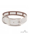 Collar Biothane Funda Antiparasitaria Personalizado Blanco para perro