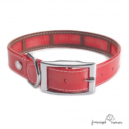 Collar Biothane Gold Funda Antiparasitaria Rojo Níquel Personalizado