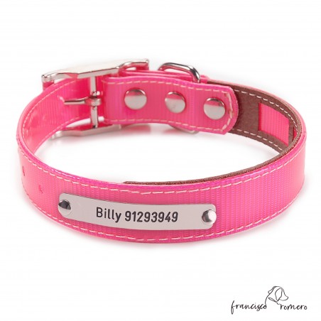 Collar Biothane Gold Funda Antiparasitaria Rosa Níquel Personalizado