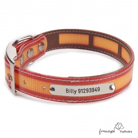 Collar Biothane Gold Funda Antiparasitaria Bandera Níquel Personalizado