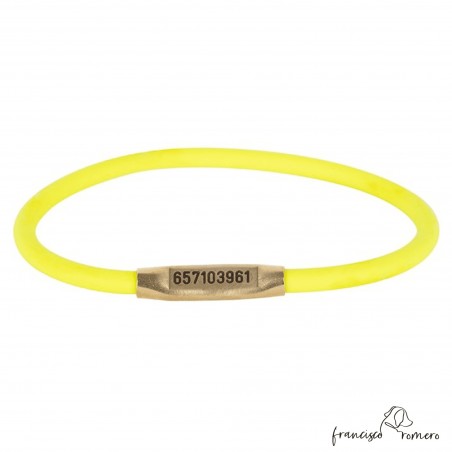 Collar Redondo Biothane 6 mm Amarillo Personalizado para perro