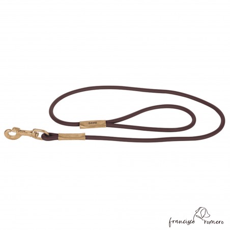 Traílla Biothane Redondo Latón 8 mm Marrón Personalizada para perro