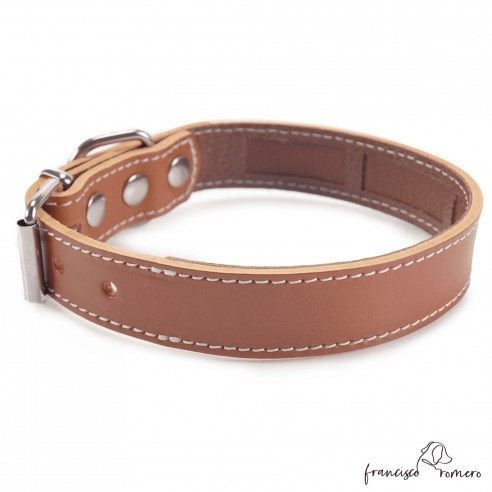 Collar Piel Funda Antiparasitaria Hebilla Rulo Caramelo 1