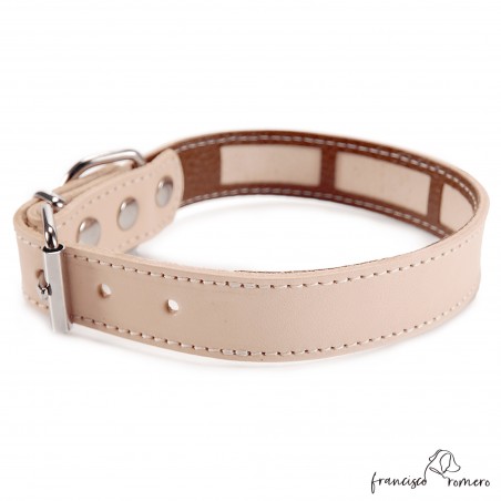 Collar Piel Funda Antiparasitaria Hebilla Rulo Natural 3