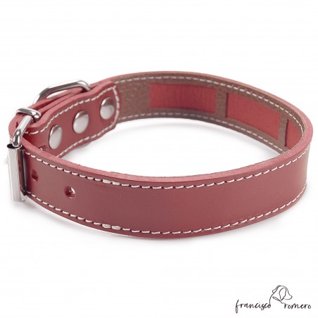 Collar Piel Funda Antiparasitaria Hebilla Rulo Burdeos 3