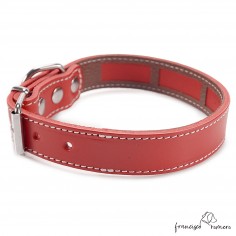 Collar Piel Funda Antiparasitaria Hebilla Rulo Rojo 2 2