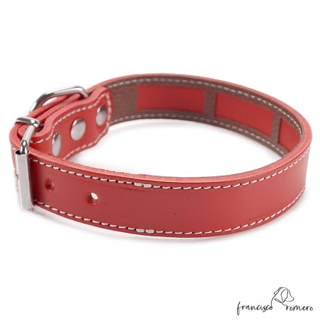 Collar Piel Funda Antiparasitaria Hebilla Rulo Rojo 3
