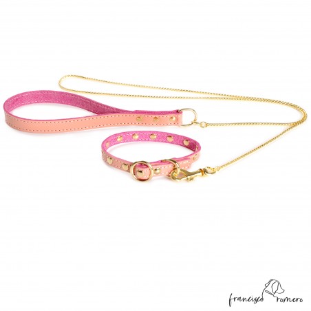 Collar de piel Faxion puppy Rosa