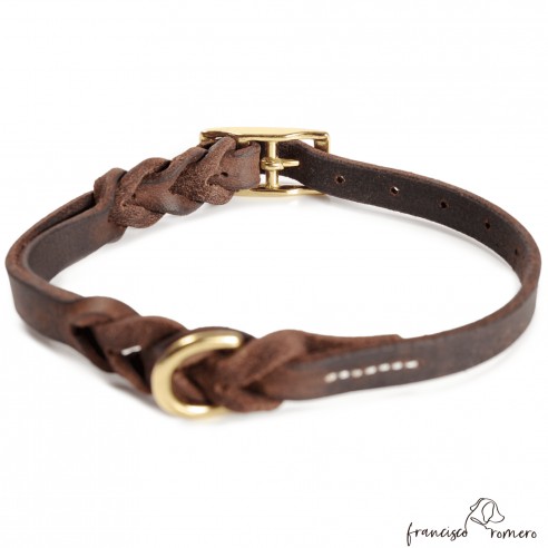 Collar Piel Doble Trenzado 1,3 cm Latón
