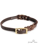 Collar Piel Doble Trenzado 1,3 cm Latón