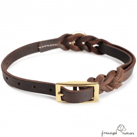 Collar Piel Doble Trenzado 1,3 cm Latón