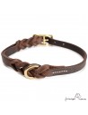 Collar Piel Doble Trenzado 1,3 cm Latón
