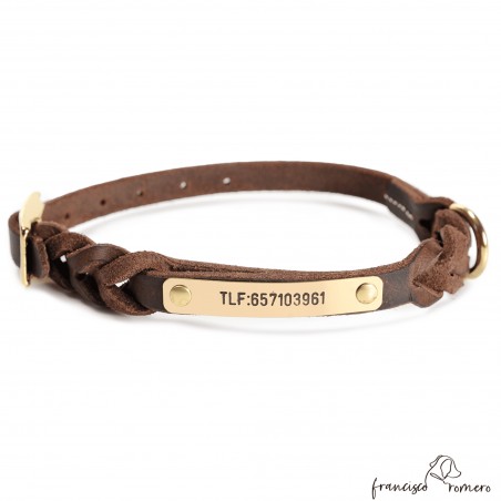 Collar Piel Doble Trenzado 1,3 cm Latón Personalizado