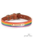 Collar Piel Arco Iris para perros Personalizado