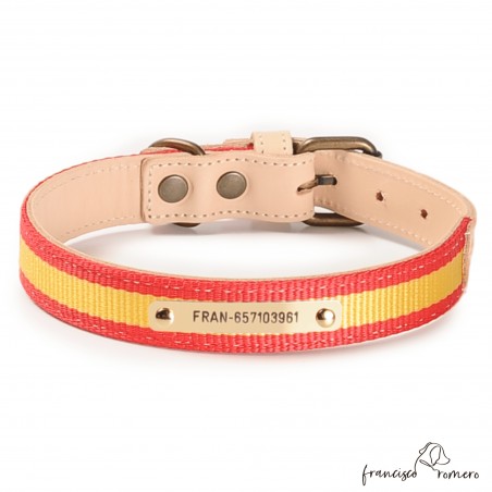 Collar Piel Bandera España para perros Personalizado