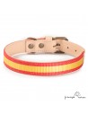 Collar Piel Bandera España Natural para perros