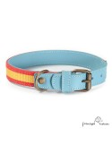 Collar Piel Bandera España Celeste para perros